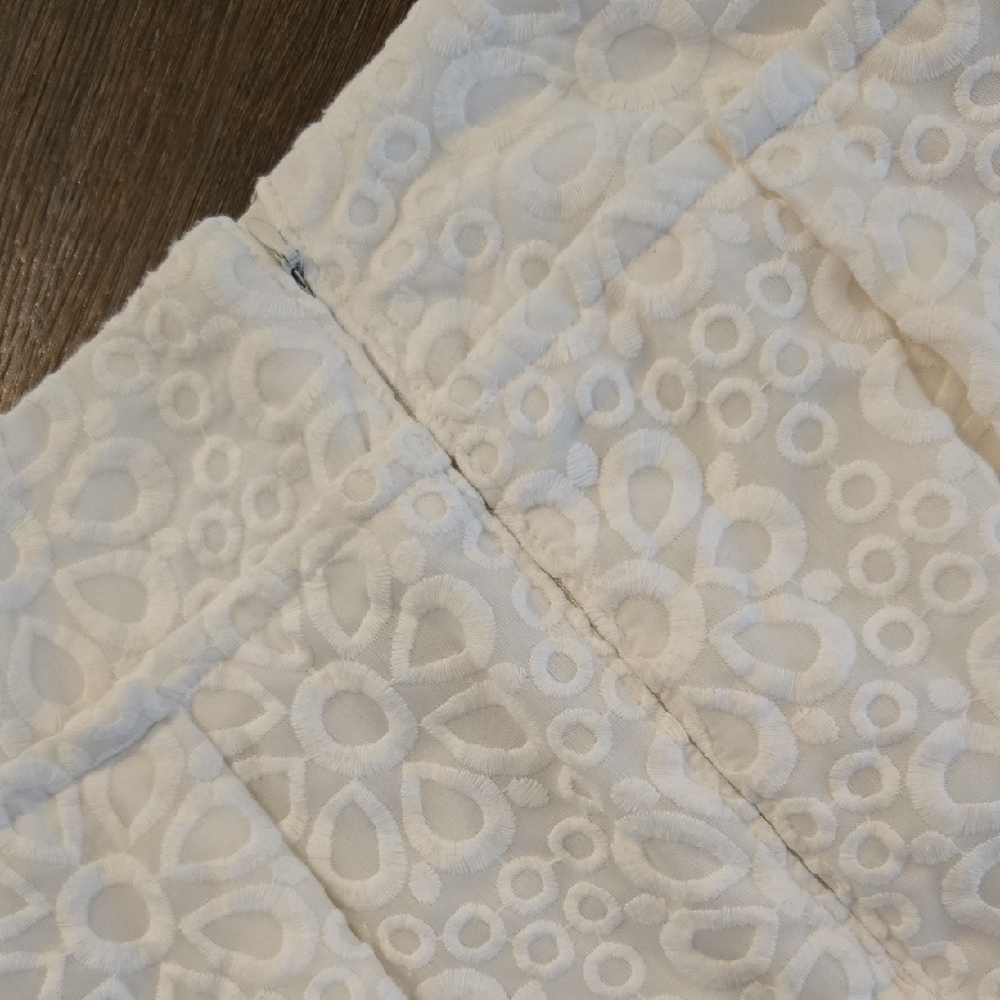 LOFT White Floral Textured A-Line Skirt - Picture 3 of 7